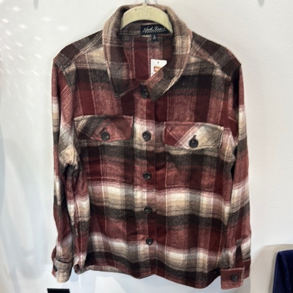 North River Outfitters Tops - North River Outfitters Plaid Flannel Shirt Jacket Brown Overshirt L